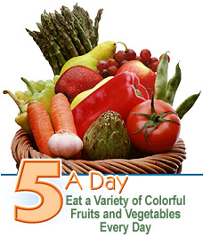 eat a variety of colorful fruits and vegetables every day